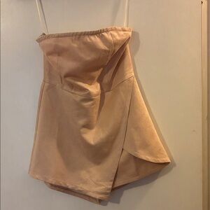 Chic Strapless Beige Mini Dress